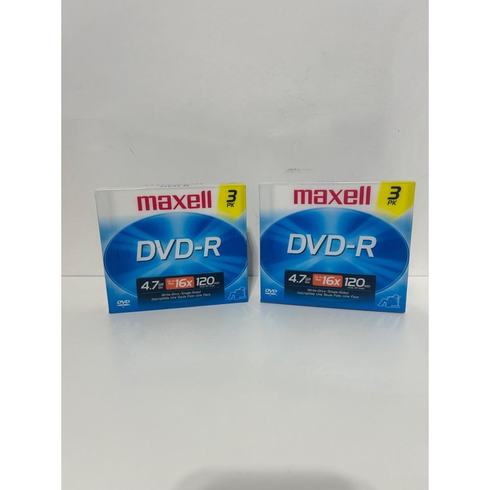 Maxell DVD-R Data Video 3 Pack of Discs Jewel Cases 4.7 GB Write Once 2 packs